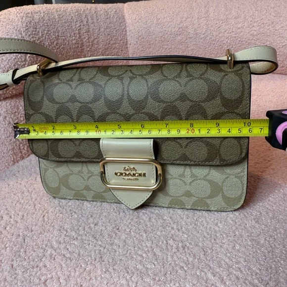 Coach Tan and Cream Shoulder Bag with Monogram Pattern - Picture 6 of 11